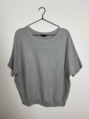 Quince Heather Gray Lightweight Cotton Cashmere Link-Stitch Dolman Sweater